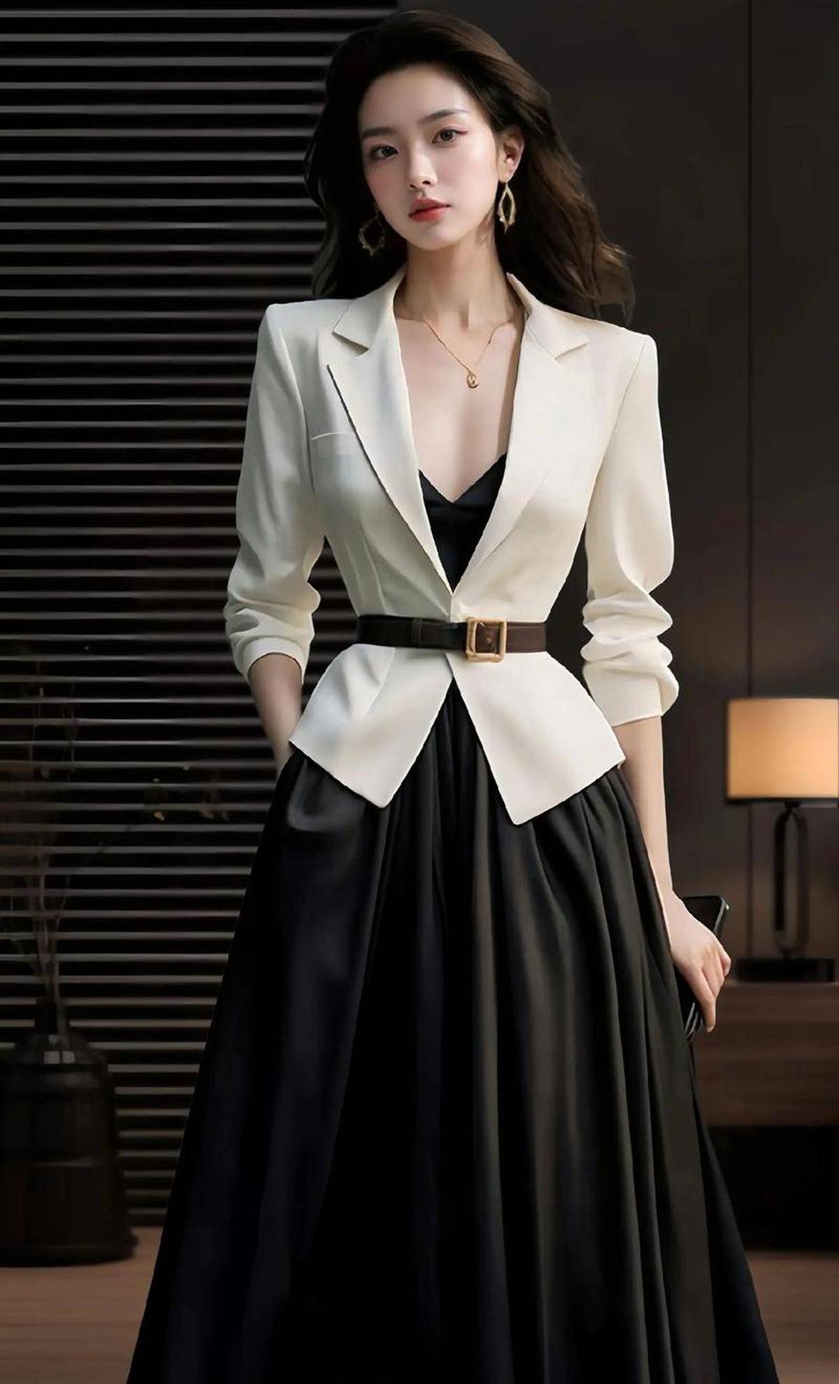 西装甜酷交织气场超独特AG真人试玩平台吊带搭(图2)